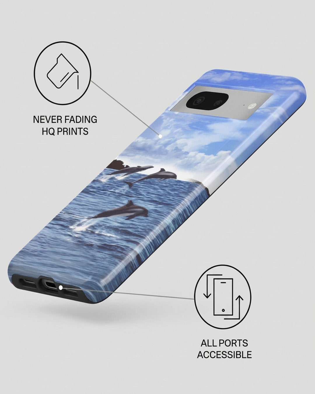 Jumping Dolphins Blue Glossy Google Pixel 7 Case