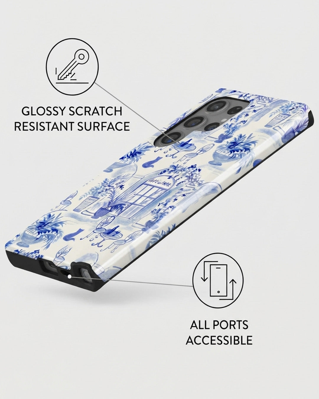 Blue Toile Garden Samsung Galaxy S24 Case