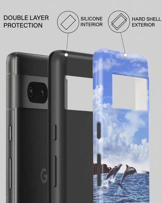 Jumping Dolphins Blue Glossy Google Pixel 7 Case