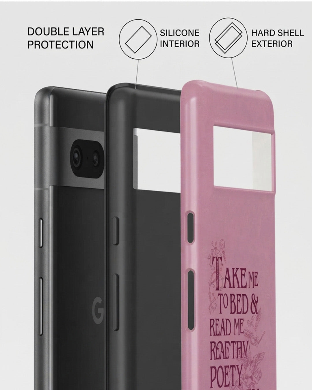 Take Me to Bed & Read Me Poetry Pink Matte Pixel 7 Case