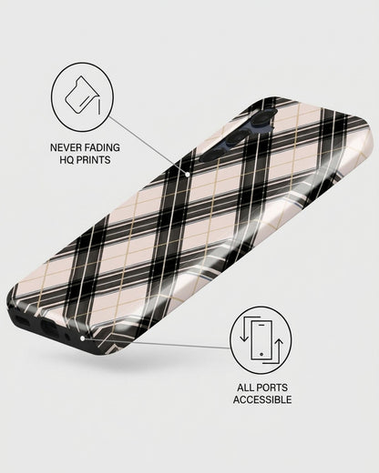 Black & Cream Tartan Plaid Samsung Galaxy A16 Case