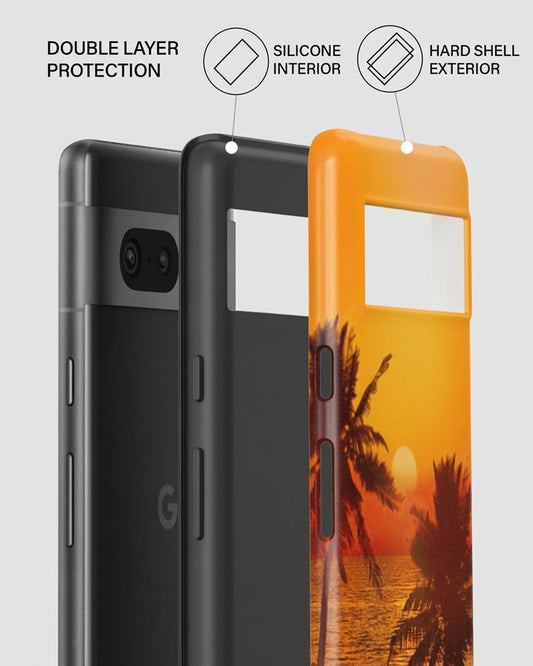 Tropical Sunset Orange Glossy Google Pixel 7 Case