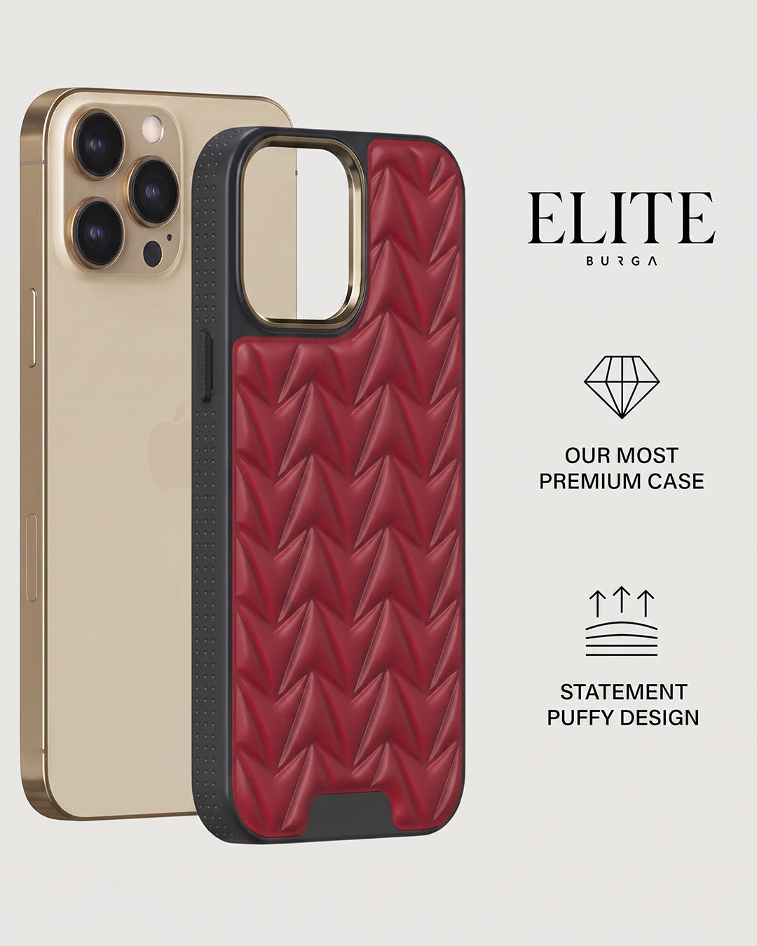 Red Quilted Leather iPhone 14 Pro Max Case