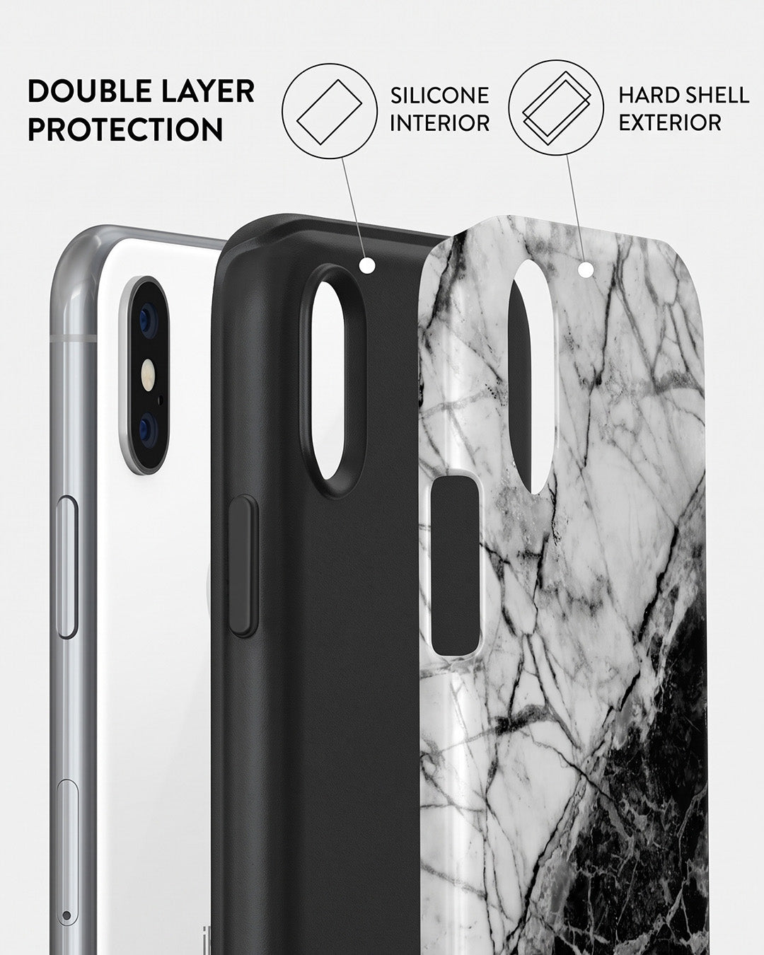 Black & White Marble iPhone X Case
