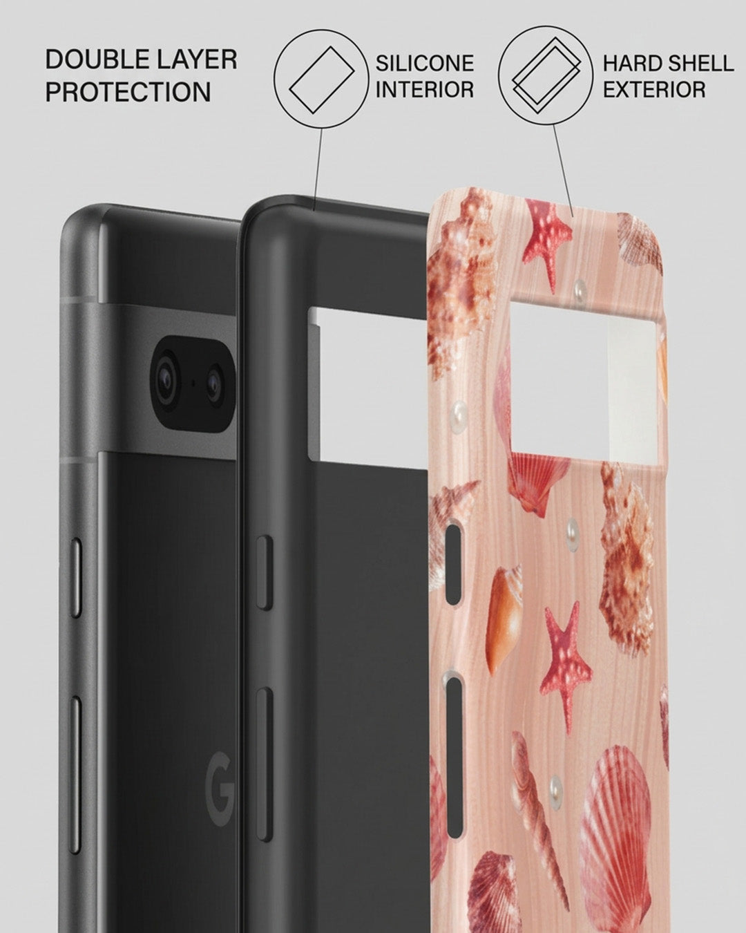 Coral Pink Seashells Glossy Google Pixel 7 Case