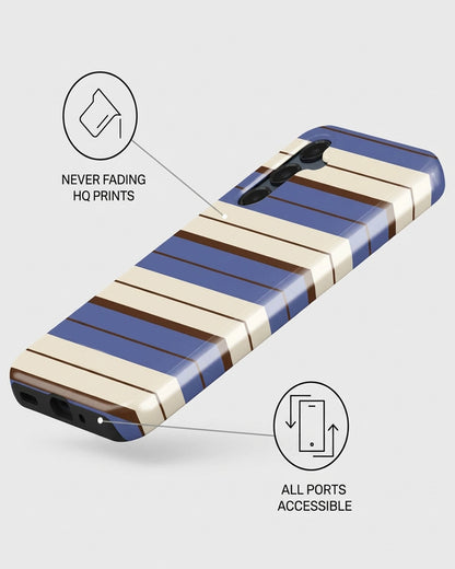 Blue & Cream Horizontal Stripe Samsung Galaxy A16 Case
