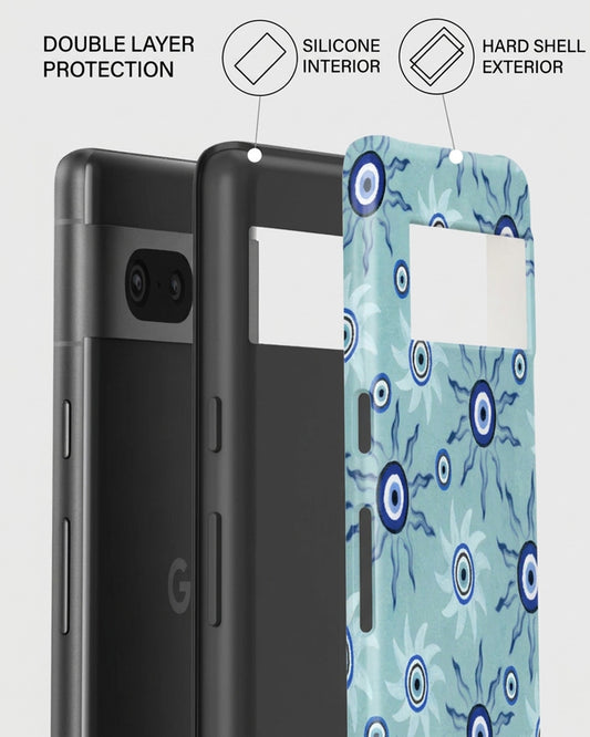 Blue Evil Eye Pattern Glossy Google Pixel 7 Case