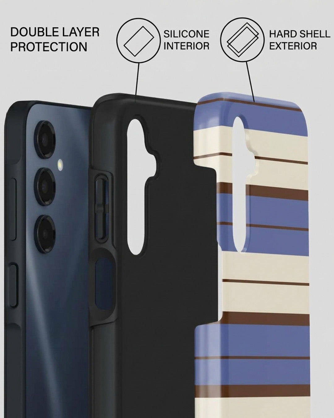 Blue & Cream Horizontal Stripe Samsung Galaxy A16 Case