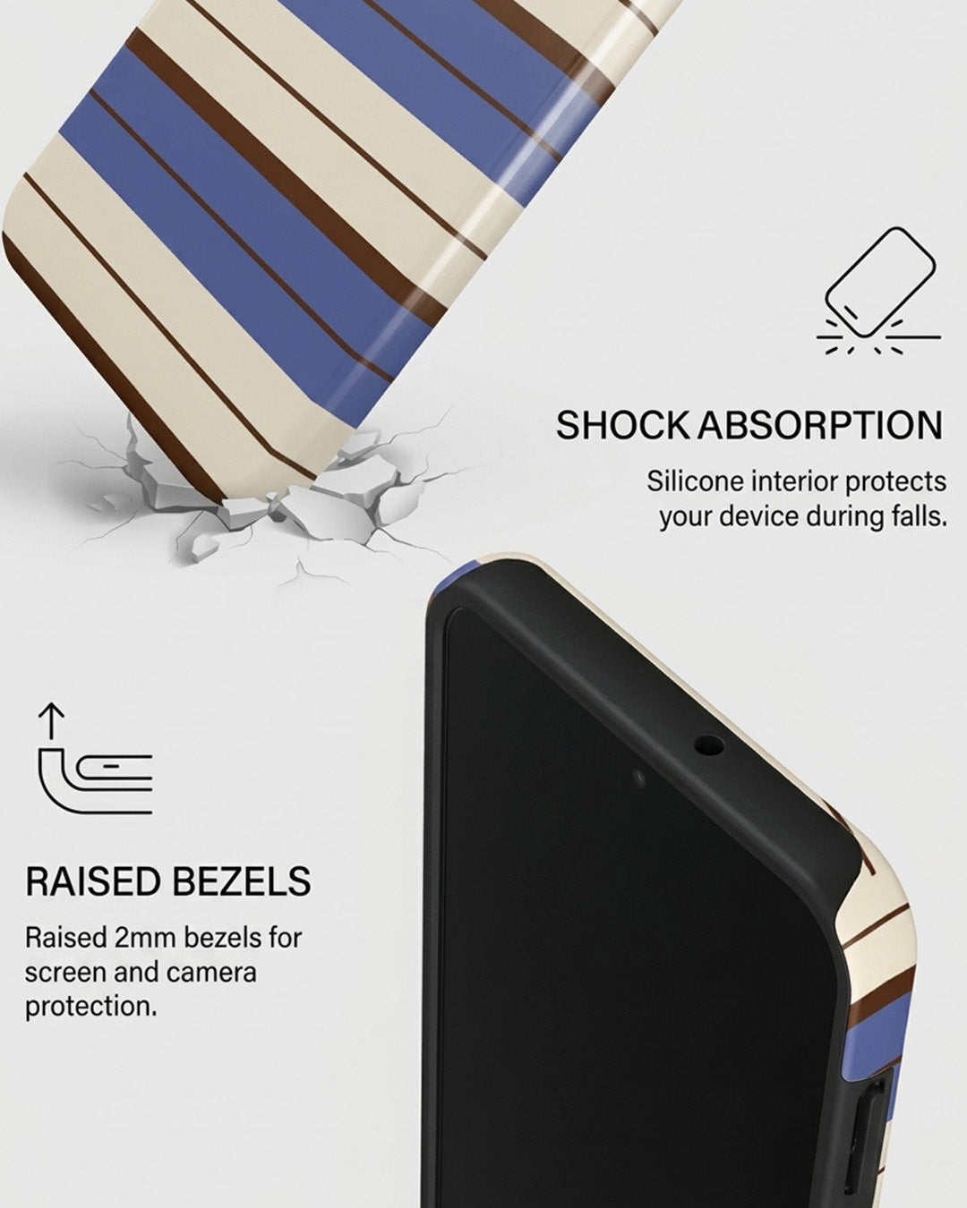 Blue & Cream Horizontal Stripe Samsung Galaxy A16 Case