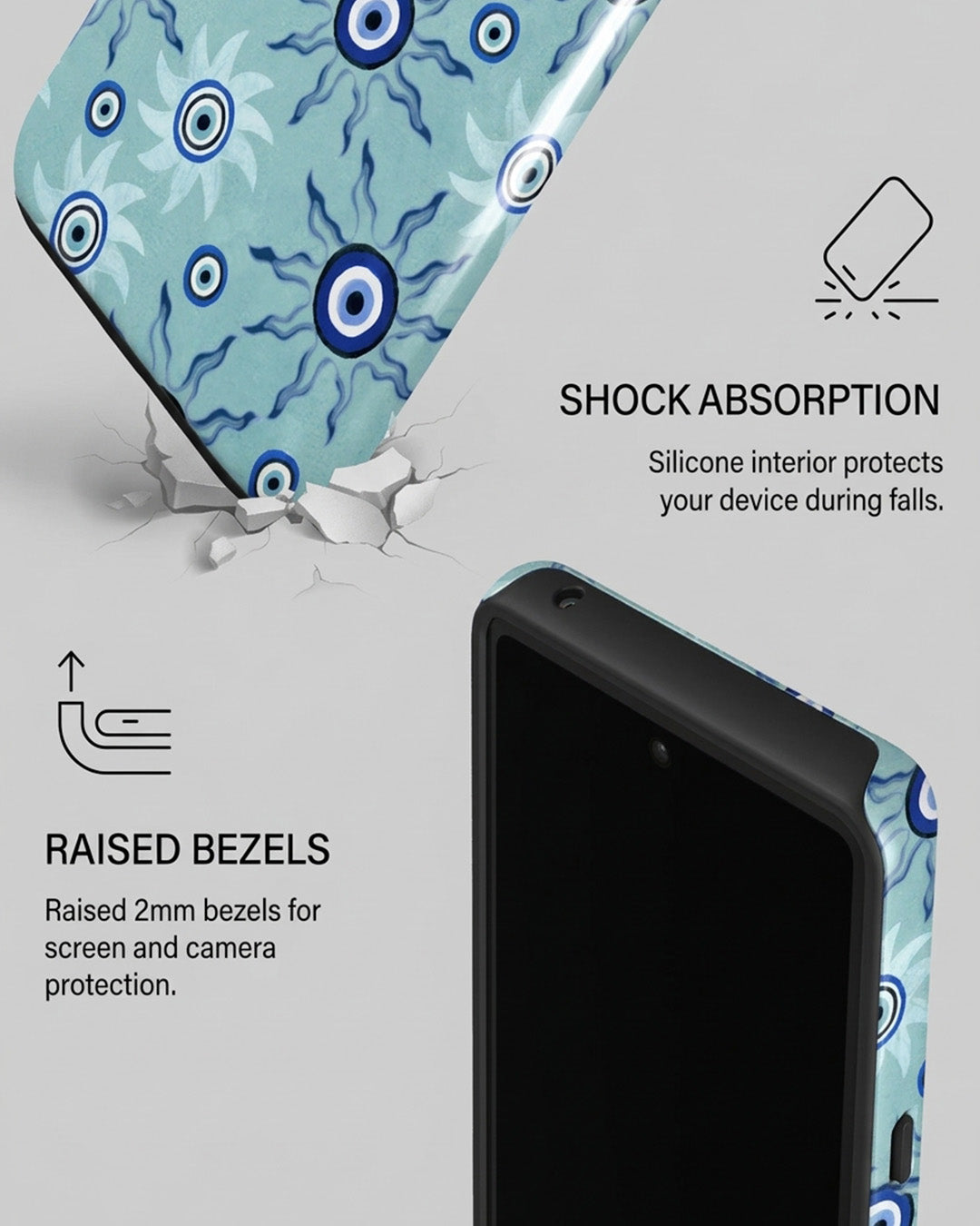 Blue Evil Eye Pattern Glossy Google Pixel 7 Case