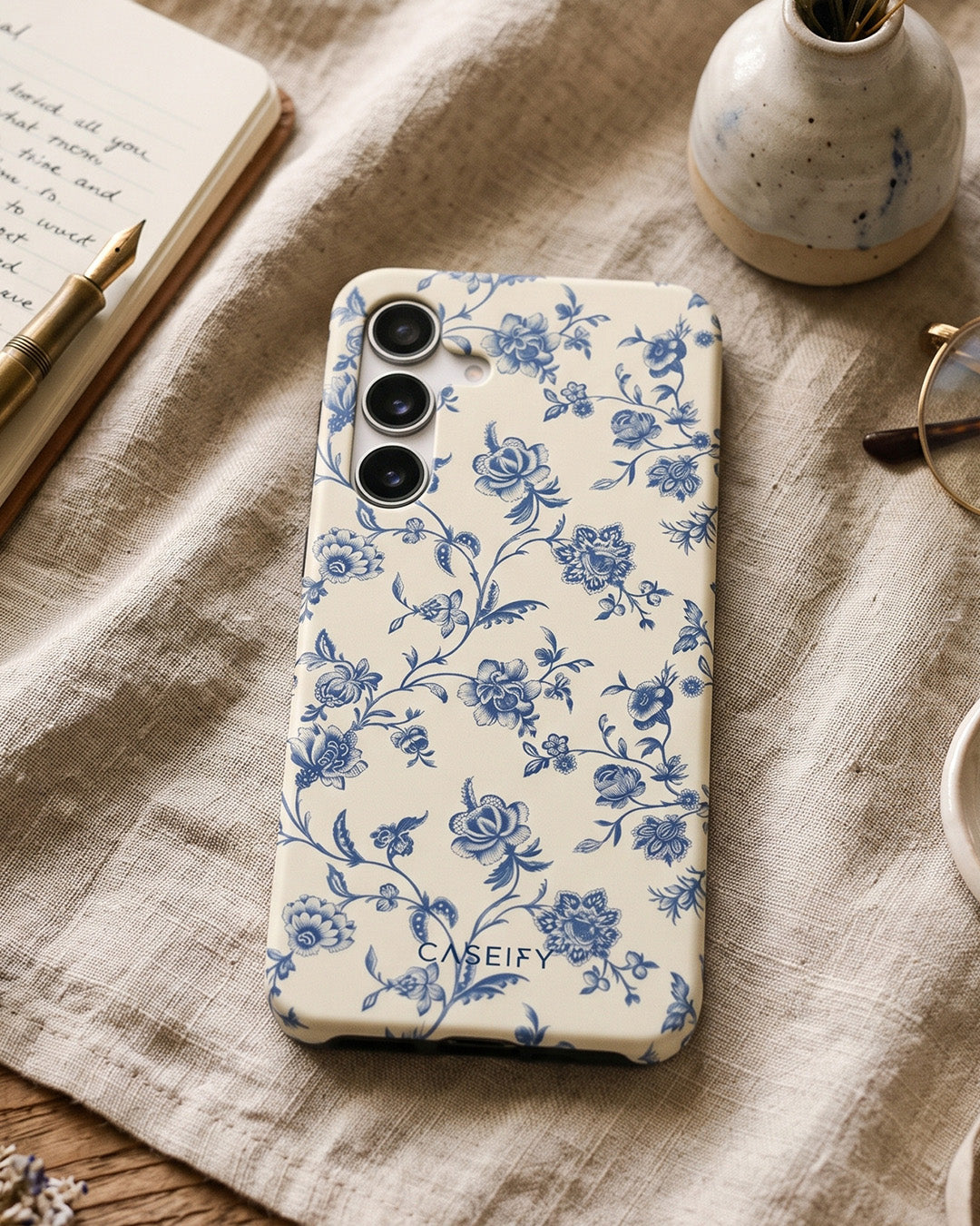 Blue Floral Case for Samsung Galaxy S25 FE