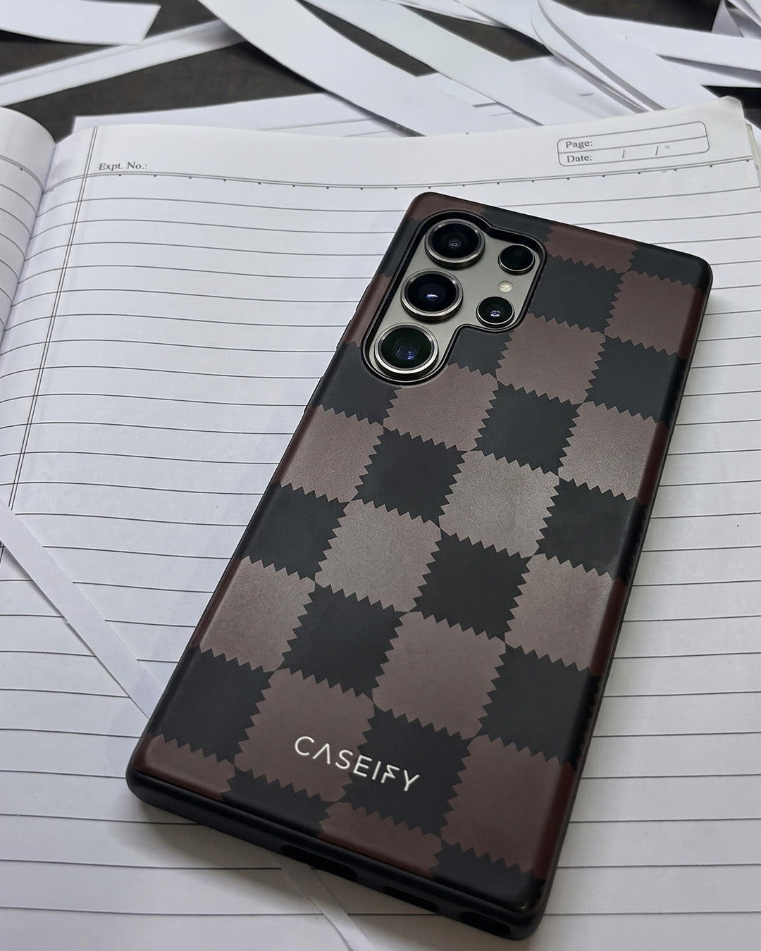 Brown Checkered Case for Samsung Galaxy S25 Ultra