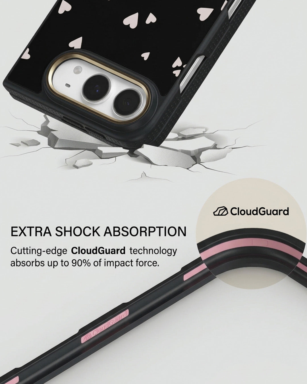 Black Heart Print iPhone Duo Case