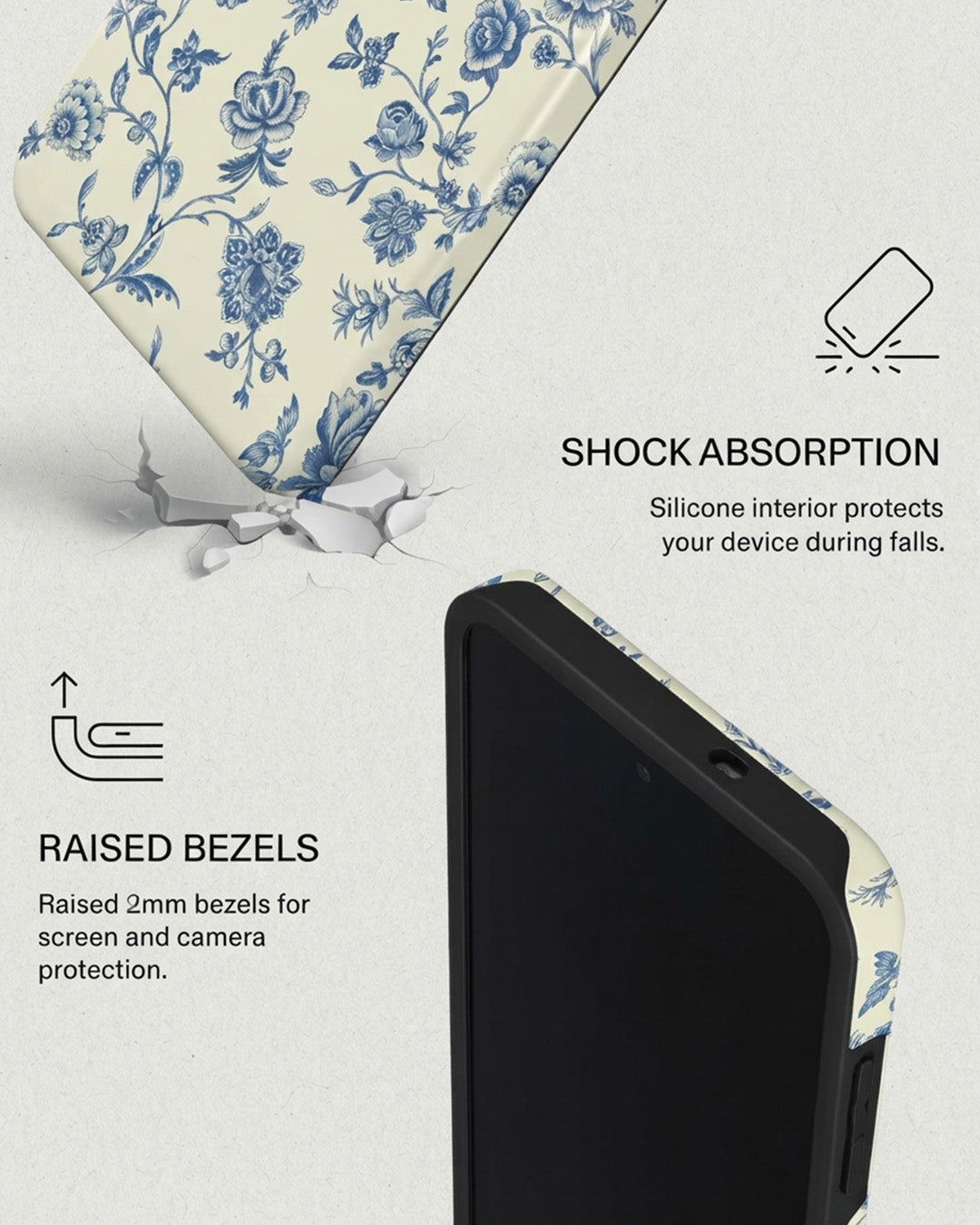 Blue Floral Case for Samsung Galaxy S25 FE