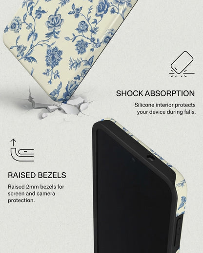 Blue Floral Case for Samsung Galaxy S25 FE