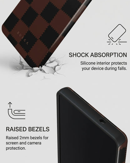 Brown Checkered Case for Samsung Galaxy S25 Ultra