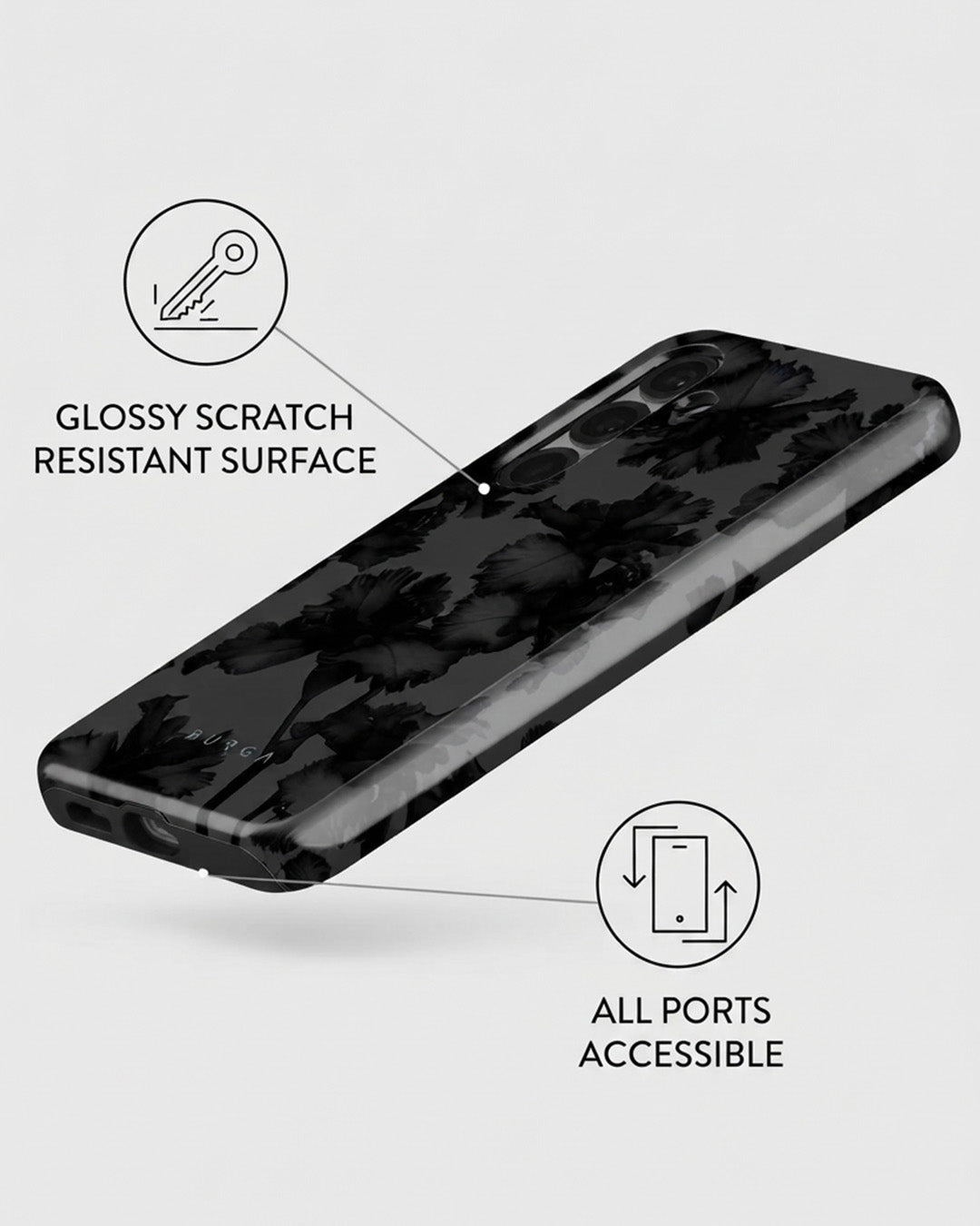 Galaxy S25 Black Floral Case