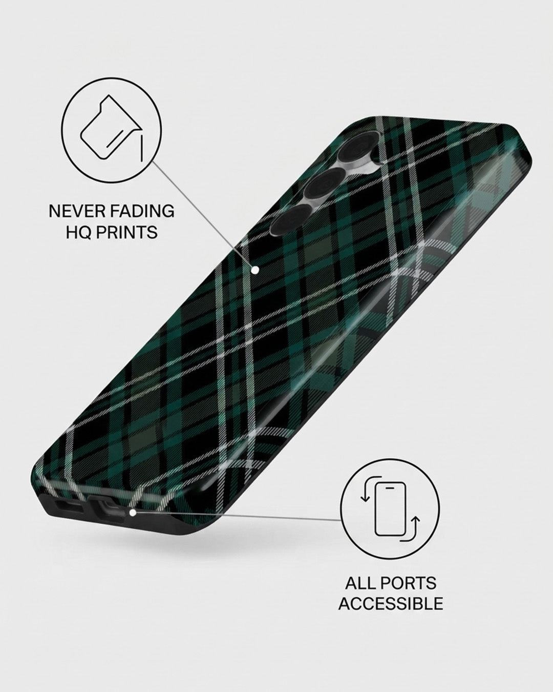 Green Plaid Case for Samsung Galaxy S25 FE