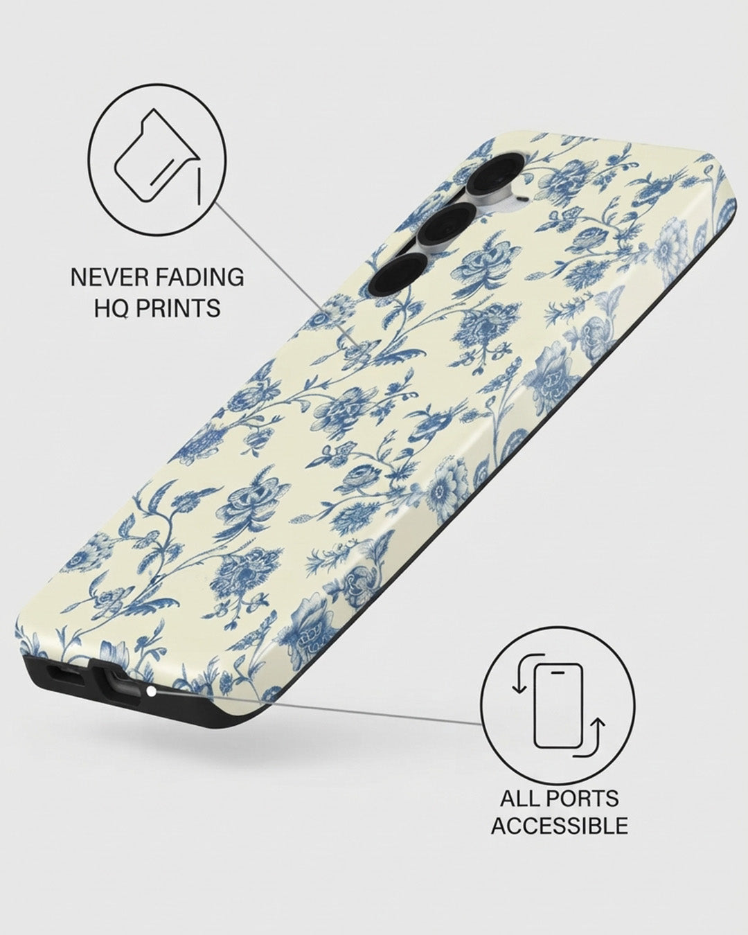 Blue Floral Case for Samsung Galaxy S25 FE