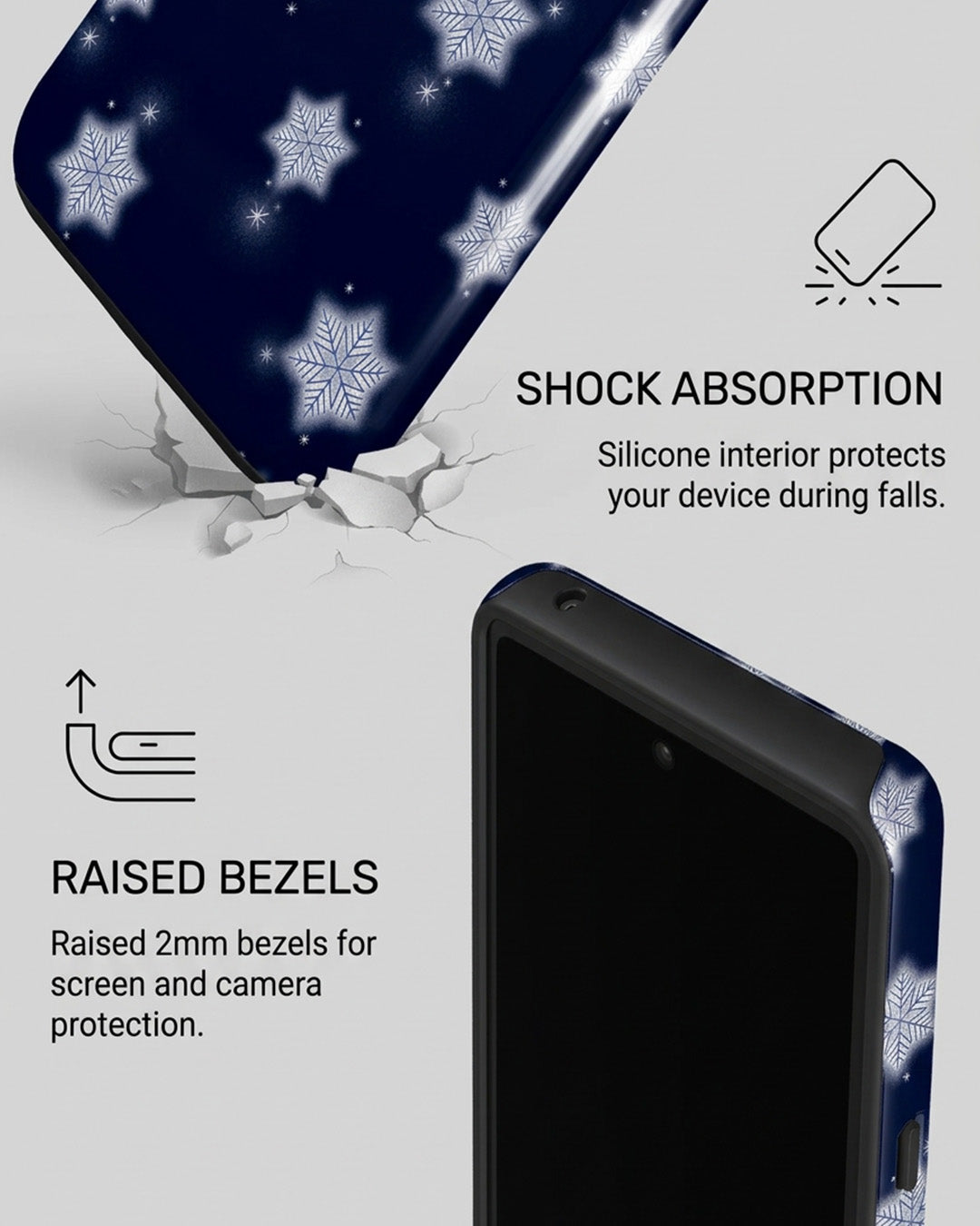 Navy Blue Snowflake Glossy Google Pixel 7 Case