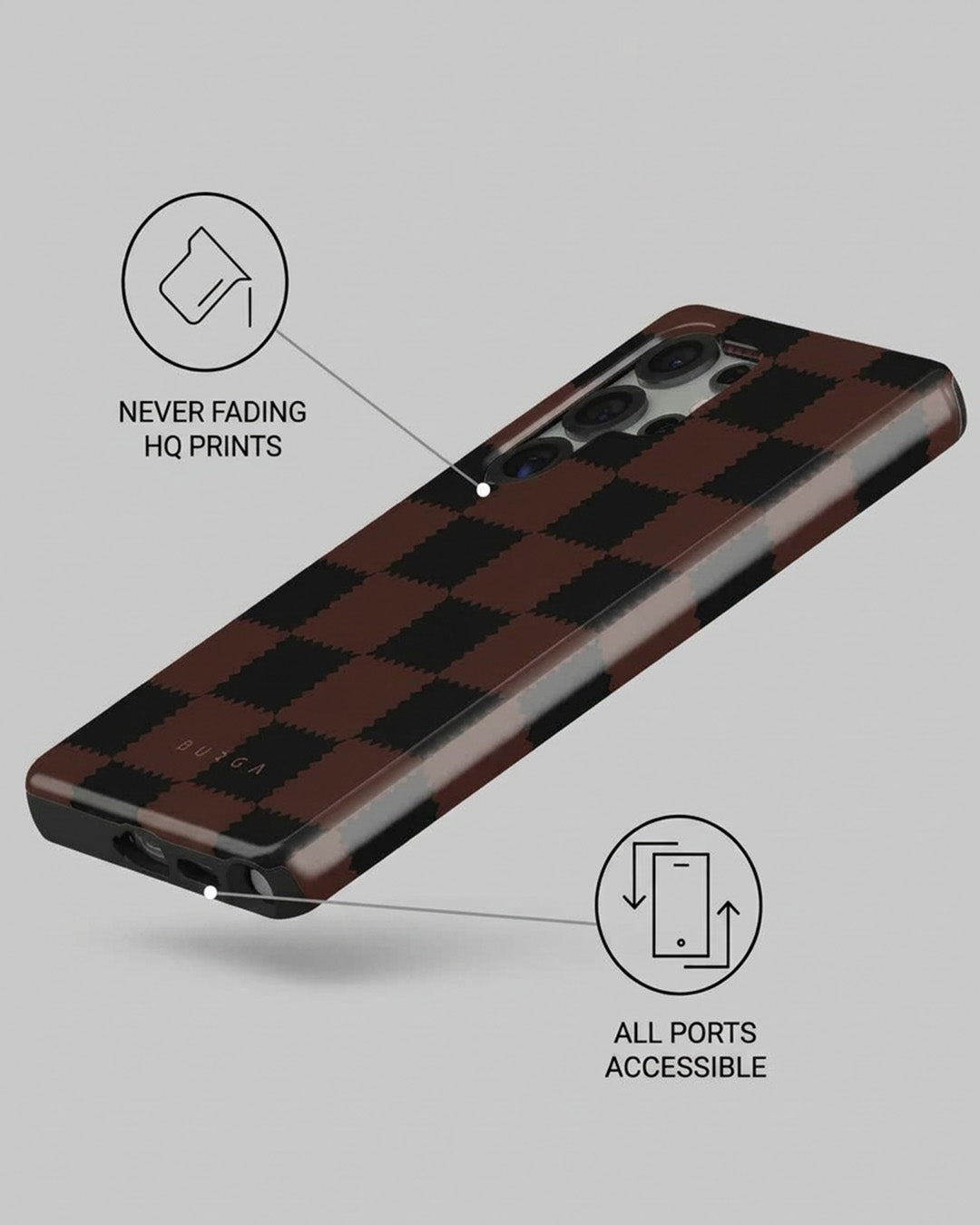 Brown Checkered Case for Samsung Galaxy S25 Ultra