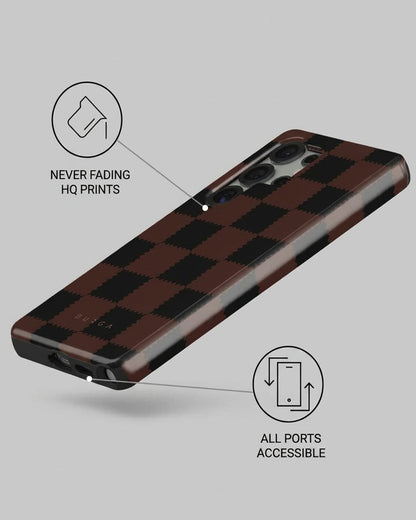 Brown Checkered Case for Samsung Galaxy S25 Ultra