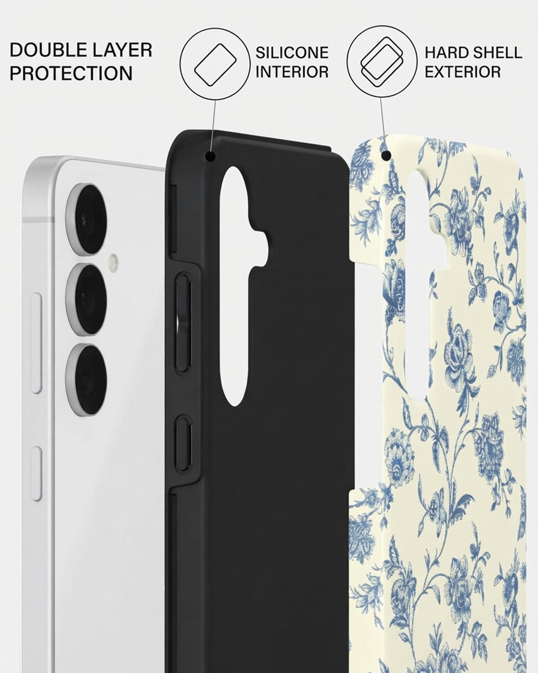 Blue Floral Case for Samsung Galaxy S25 FE
