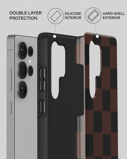 Brown Checkered Case for Samsung Galaxy S25 Ultra