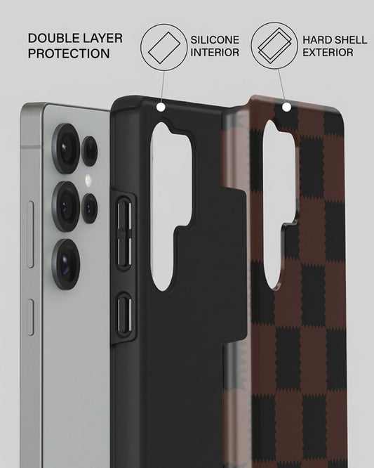 Brown Checkered Case for Samsung Galaxy S25 Ultra