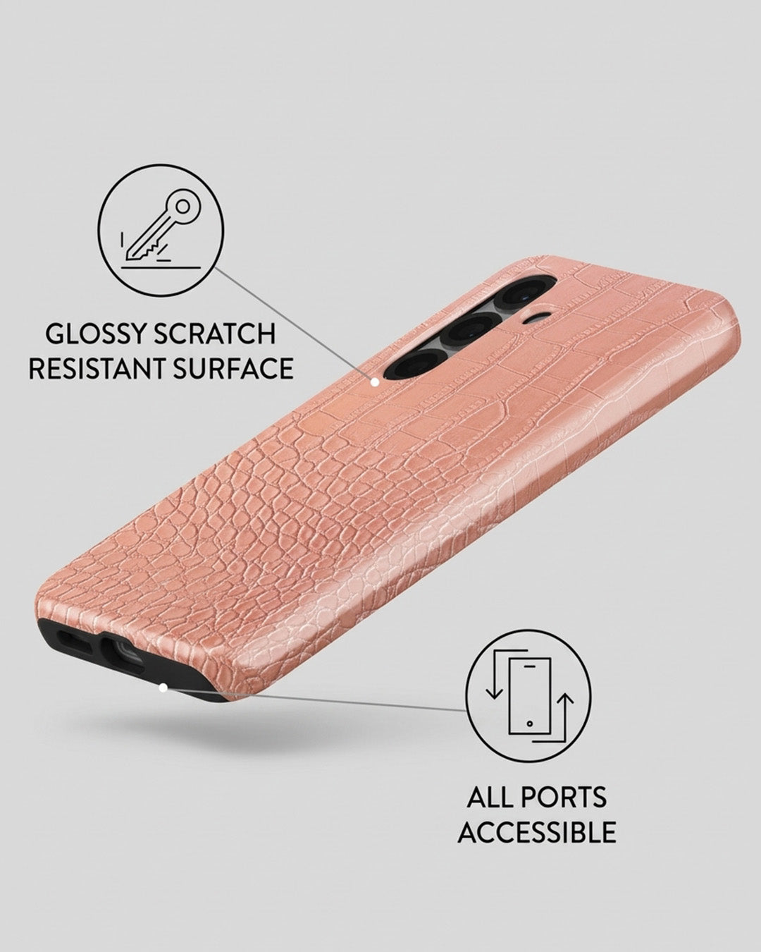 Pink Croc Case for Samsung Galaxy S25 Plus