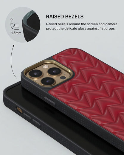 Red Quilted Leather iPhone 14 Pro Max Case