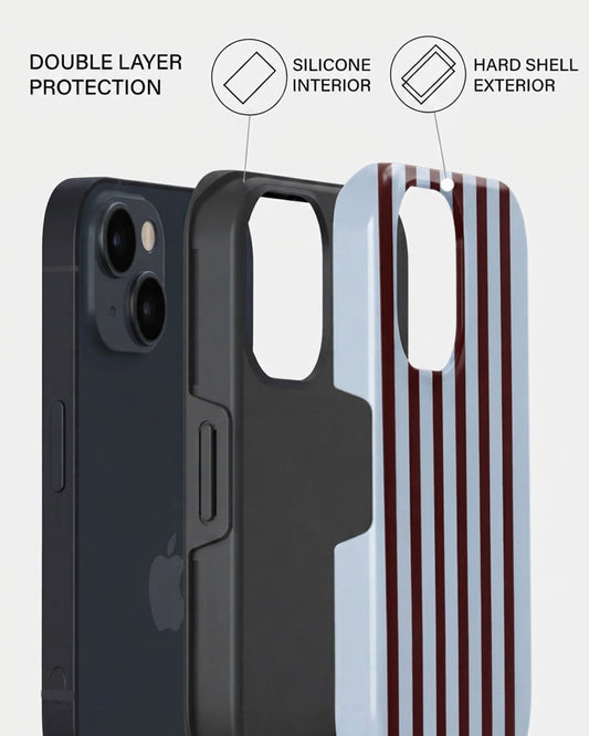 Maroon Stripe iPhone 15 Plus Case
