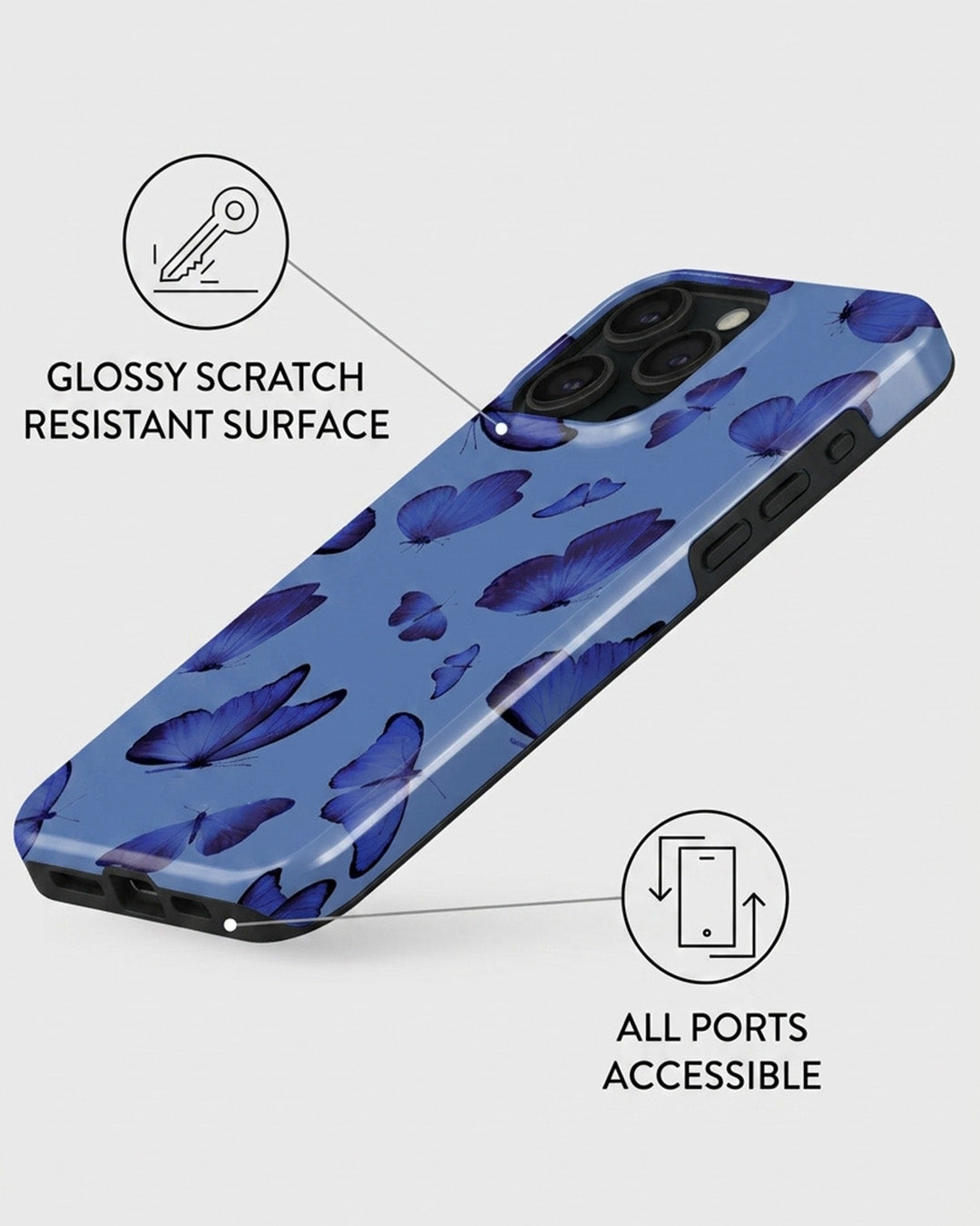 Blue Butterfly Swarm iPhone 15 Pro Max Case