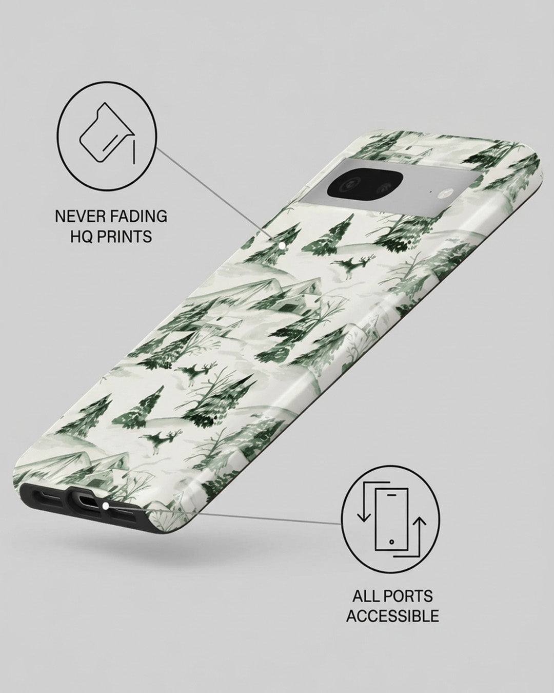 Winter Pine Forest Green Glossy Google Pixel 7 Case