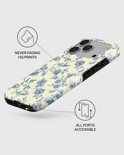 Blue Toile Floral iPhone 17 Pro Case