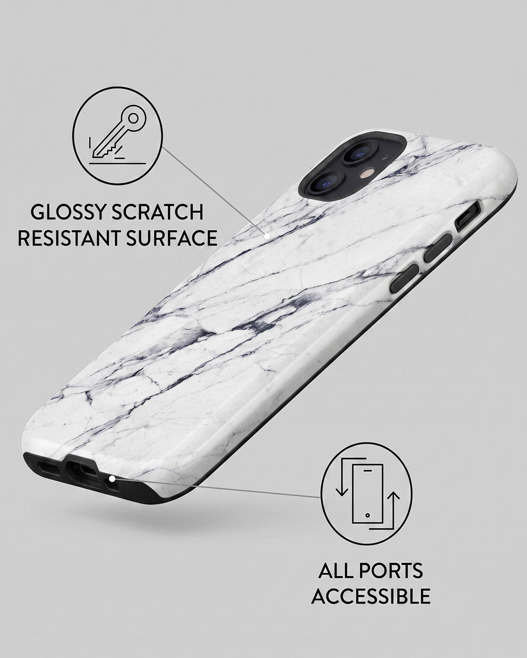 White Marble iPhone 12 Case