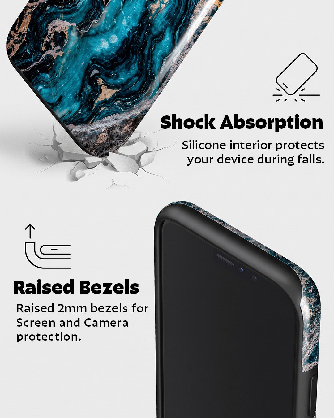 Teal Gold Marble iPhone XR Case