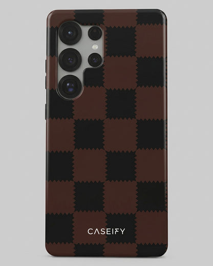 Brown Checkered Case for Samsung Galaxy S25 Ultra
