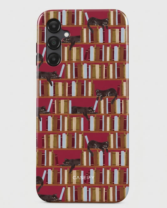 Vintage Bookshelf & Cat Samsung Galaxy A25 Case