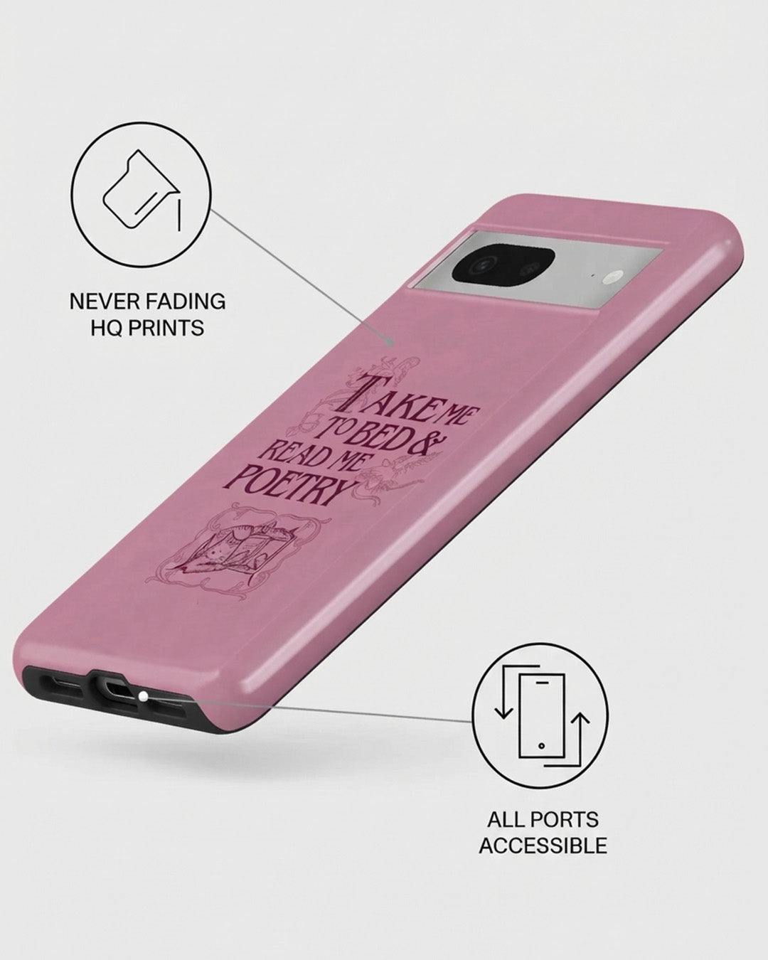 Take Me to Bed & Read Me Poetry Pink Matte Pixel 7 Case
