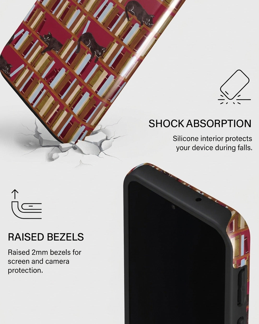 Vintage Bookshelf & Cat Samsung Galaxy A25 Case