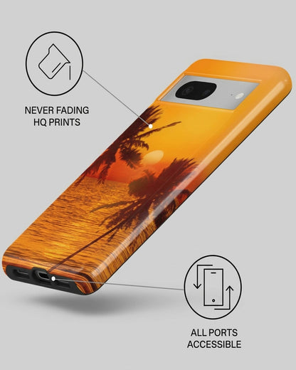 Tropical Sunset Orange Glossy Google Pixel 7 Case