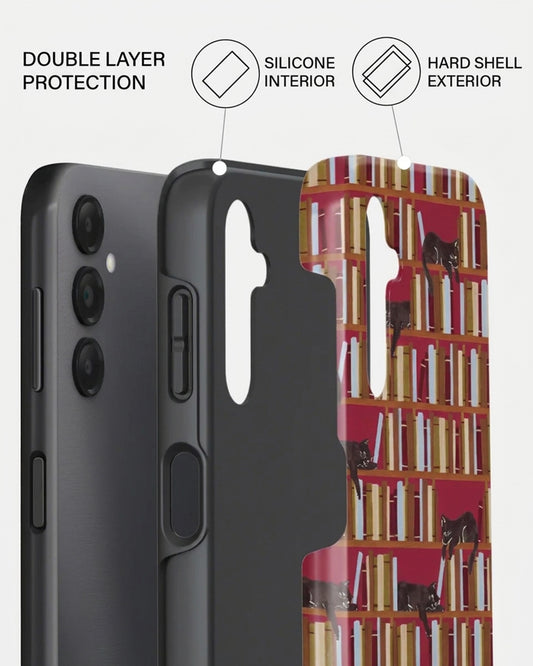 Vintage Bookshelf & Cat Samsung Galaxy A25 Case