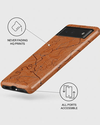 Orange Topo Map Pixel 6a Case