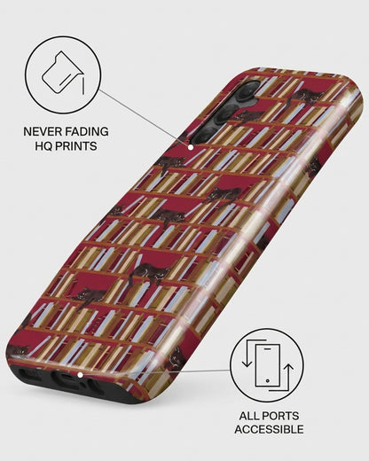 Vintage Bookshelf & Cat Samsung Galaxy A25 Case