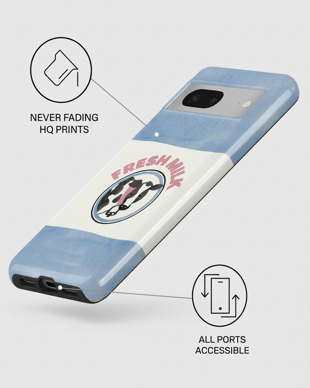 Fresh Milk Cow Blue Cream Glossy Google Pixel 7 Case