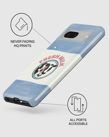 Fresh Milk Cow Blue Cream Glossy Google Pixel 7 Case