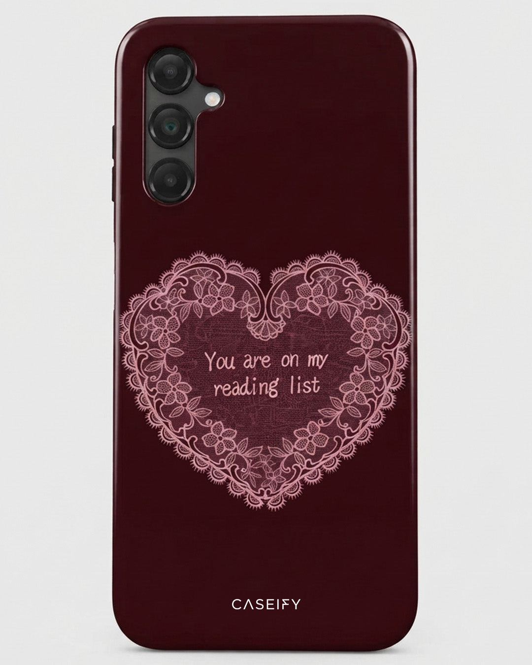 Burgundy Lace Heart Samsung Galaxy A25 Case