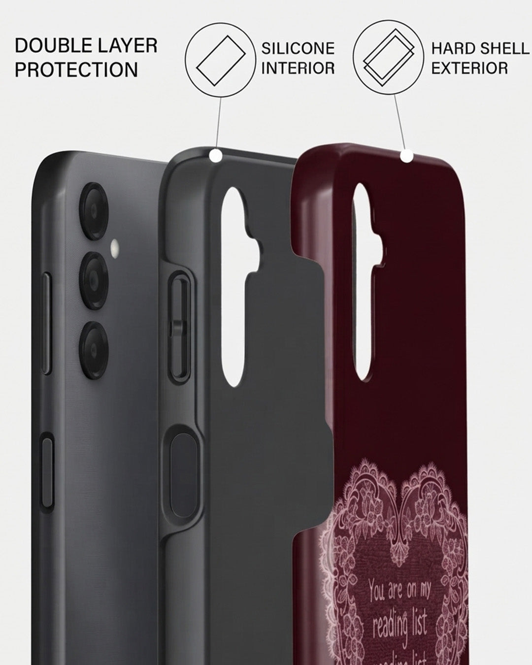 Burgundy Lace Heart Samsung Galaxy A25 Case