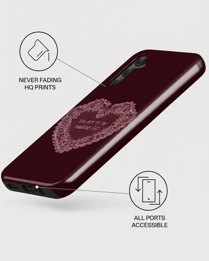 Burgundy Lace Heart Samsung Galaxy A25 Case